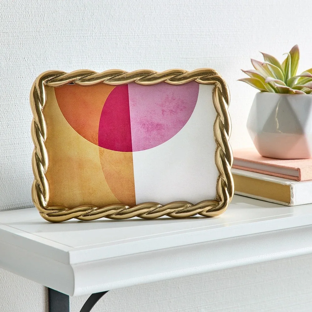 Better Homes & Gardens 5x7‎ Picture Frame – Gold Rope Metal Tabletop Photo Frame